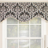 Damore Damask Cotton Blend Scalloped 50'' W Window Valance in Ivory