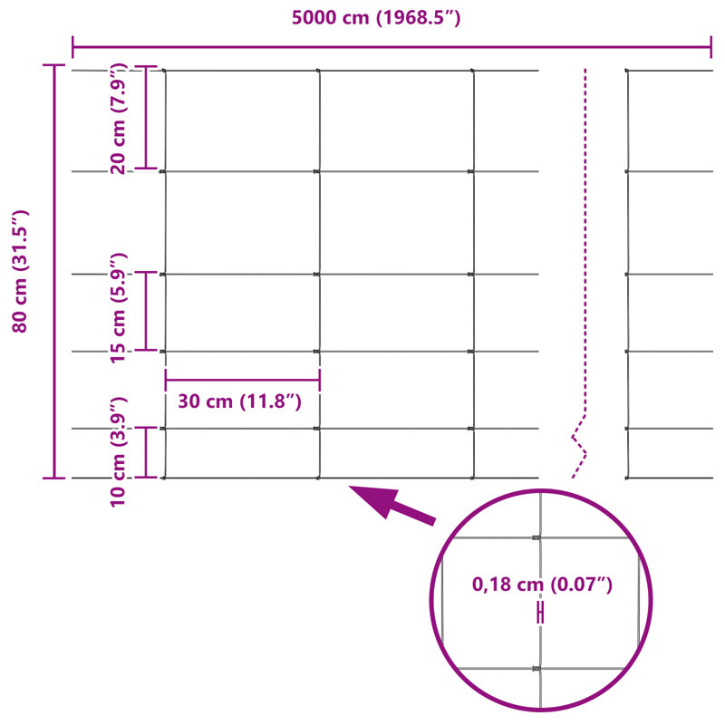 Field Fence Galvanised Steel, 80cm H x 5000cm W