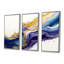 «Diellza Blue, Gold and Purple Splash V», reproduction sur toile 3 pièces-87912661-87912659