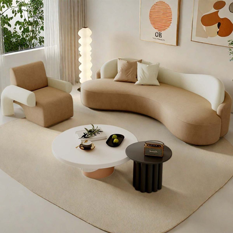 Cream fabric sofa special-shaped creative net