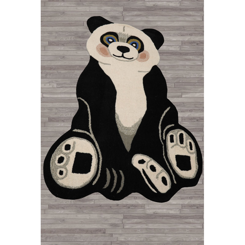Tapis en laine touffeté 3 pi x 5 pi orné d'un charmant motif de panda