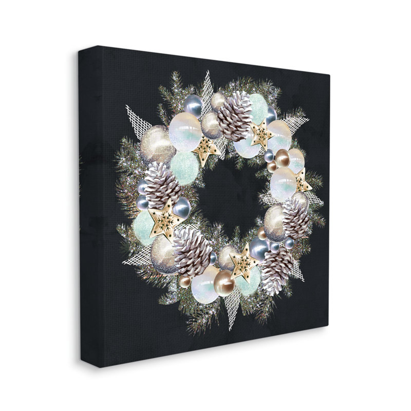 «Chic Chic Ornament Wreath Pinecone Glitz» par Ziwei Li, H 36 po x l 36 po x P 1,5 po, Toile tendue
