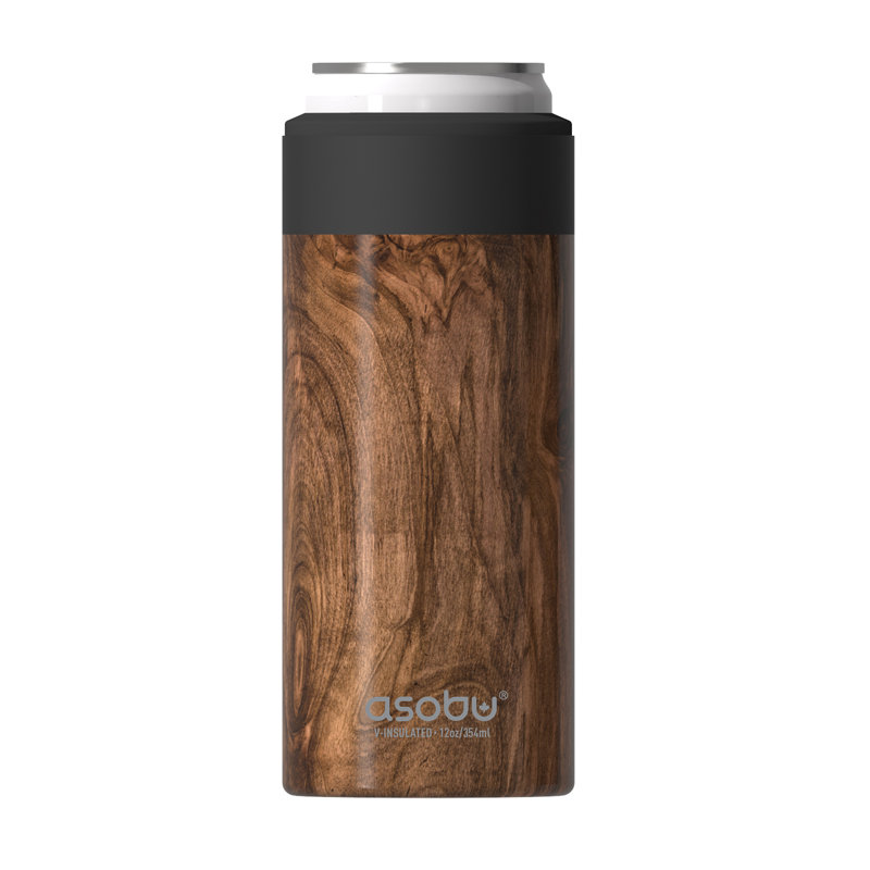 Wood Grain Slim Can Insulated Cooler Sleeve, 12-Oz Capacity