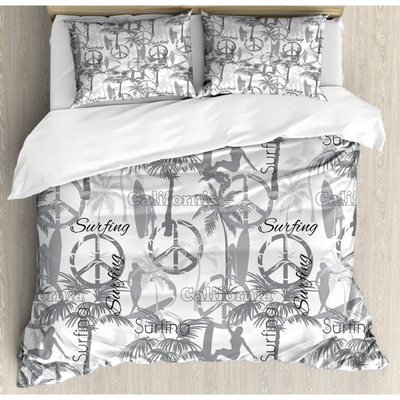 Coastal Floral Duvet Cover, Queen Duvet Cover + 2 Standard Shams