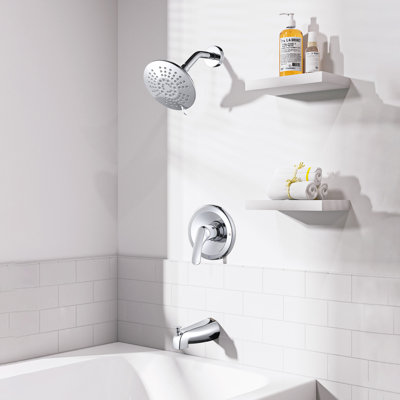 Robinet de douche à poignée simple avec bec de baignoire, ensemble de robinet de douche avec pomme de douche