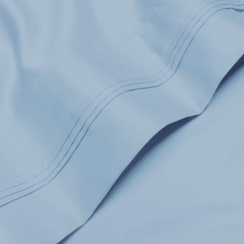 Ensemble de draps en coton 1000 fils Blue Nile Mills, Grand lit olympique, Bleu clair