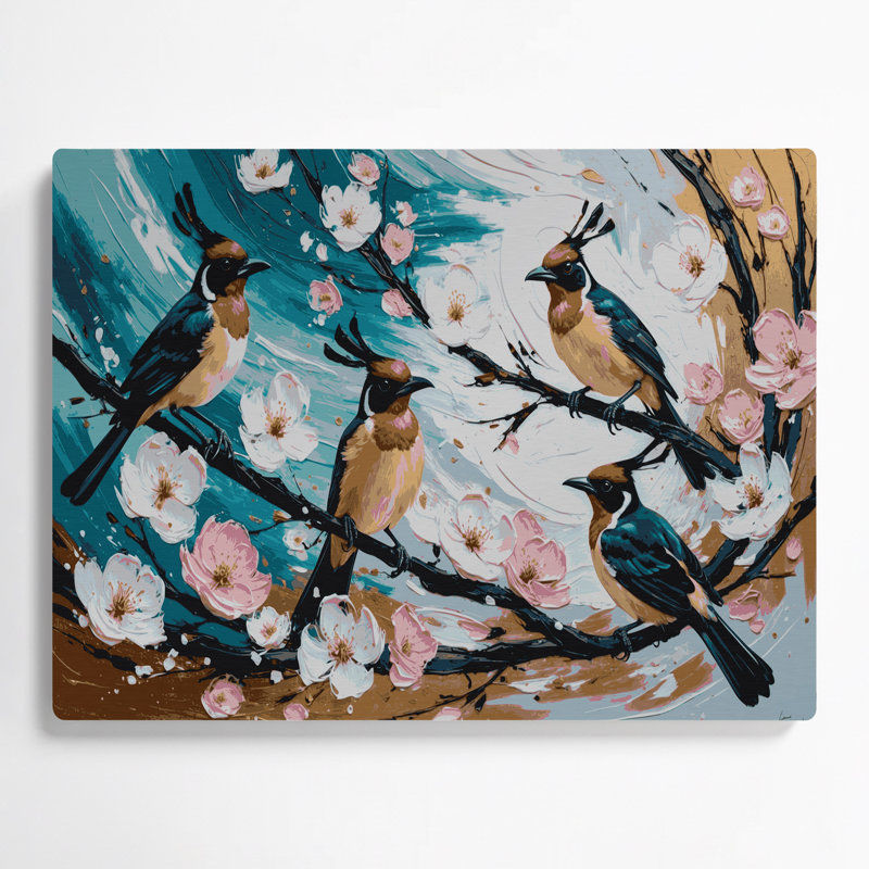 Oiseaux rouges, art mural gris Bulbul, H 20 po x l 24 po