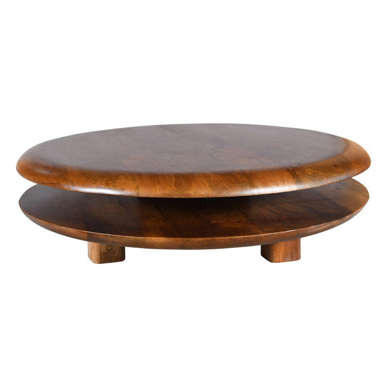 Emmeline  Round Two Tiered Floating Solid Wood Coffee Table