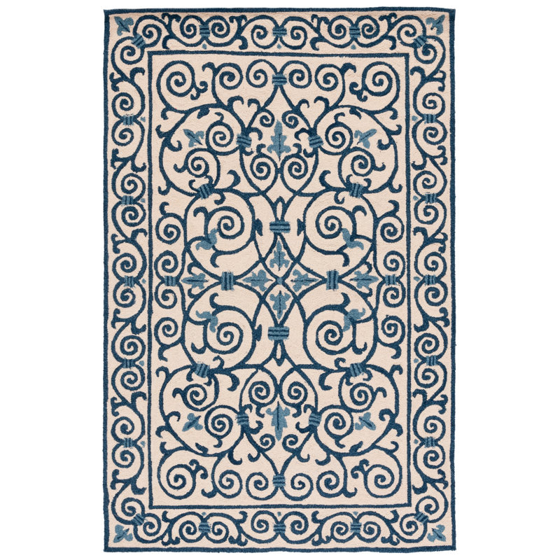 Brayton Hand Hooked Wool Pile Oriental Rug, Rectangle 1'8" x 2'6"