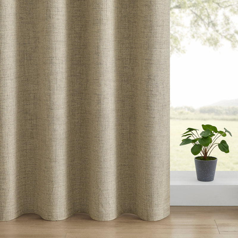 （4 pièces） Ensemble de 4 panneaux de rideaux occultant en toile de jute 100% polyester pour chambre à coucher avec œillets en métal