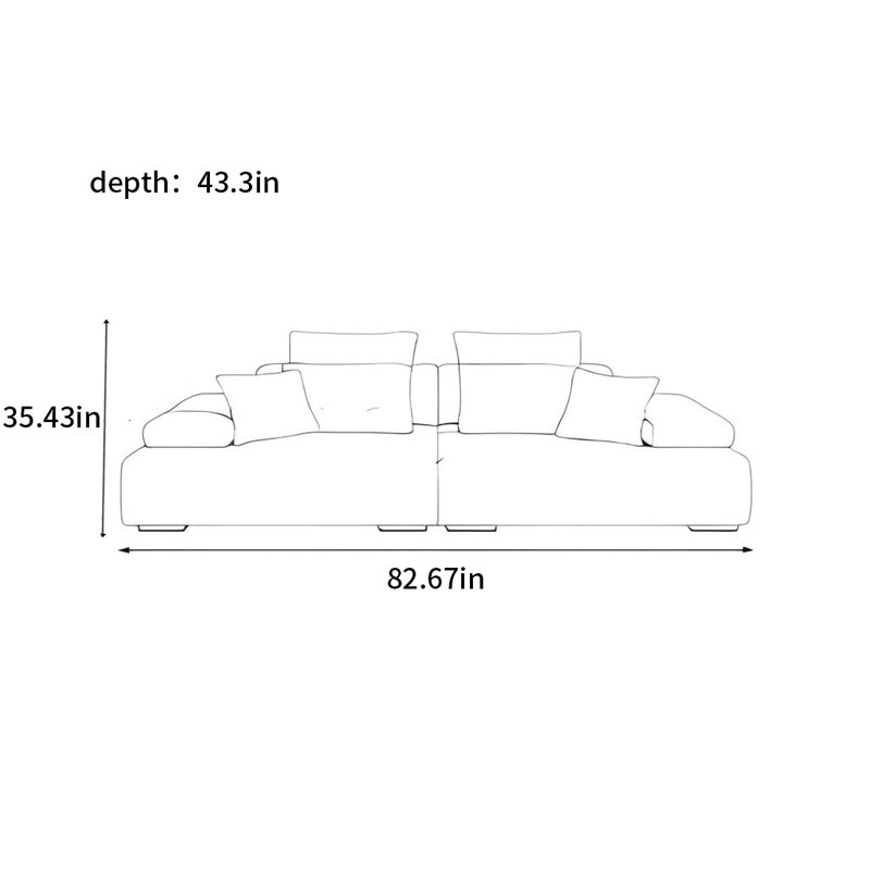 Canapé moderne simple en tissu Lawrence, H 35,43 po x l 82,67 po x P 43,3 po, 2