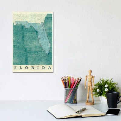 Florida Map by Hubert Roguski - Wrapped Canvas Print