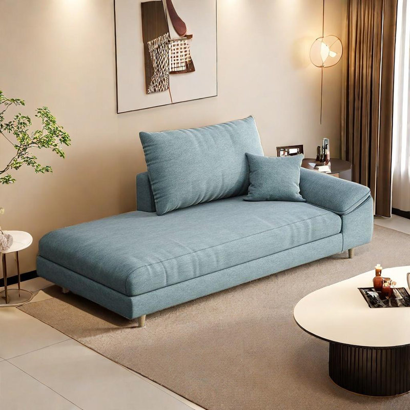 Chaise longue Soft Touch, Orienté à droite, Bleu ciel