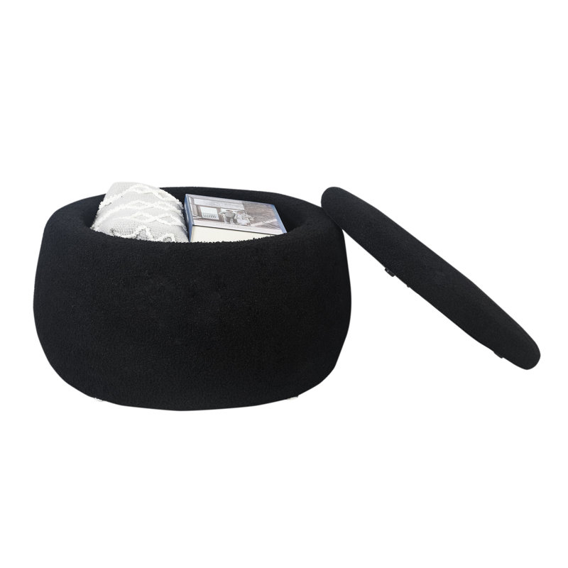 Repose-pieds de rangement rembourré Etai de 23 po de largeur, 100 % polyester noir