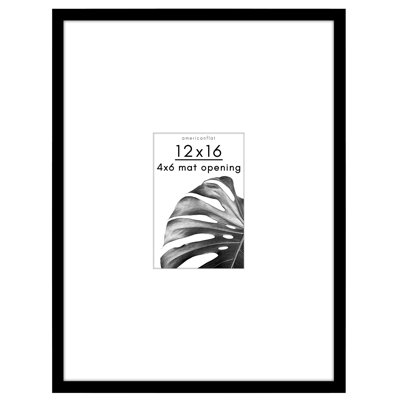 Americanflat 12x16 Picture Frame - Use as 4x6 Frame with Mat or 12x16 Frame Without Mat - Thin Photo Frame with Plexiglass - Black