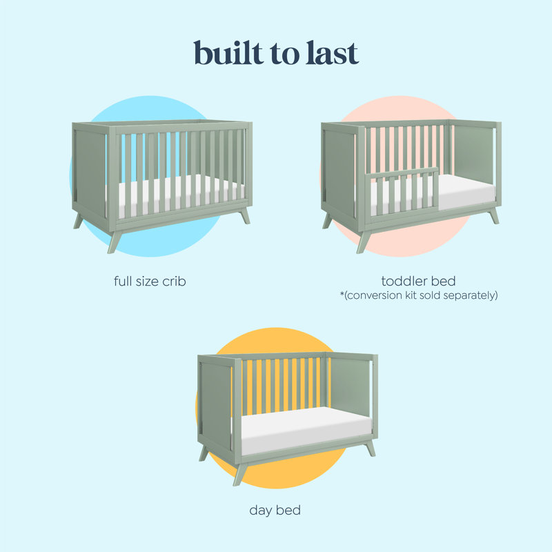Light Sage MDF 3-in-1 Convertible Standard Crib