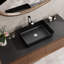 Meuble-lavabo flottant 48 po avec lavabo rectangulaire en céramique, meuble-lavabo autoportant avec 1 armoire à double porte et 1 tiroir, comptoir en pierre noire