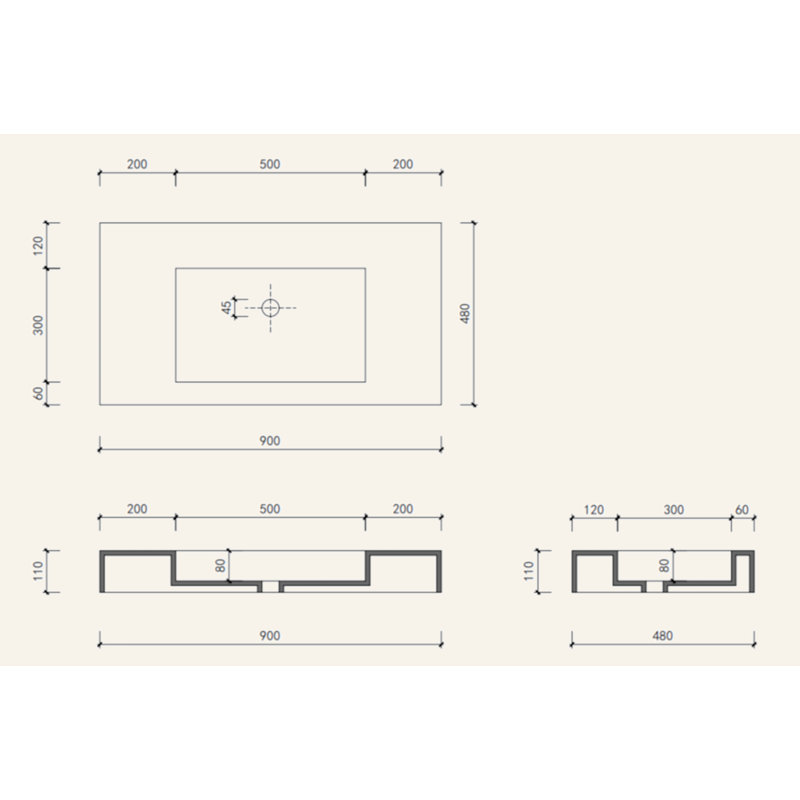 35"Solid Surface Basin