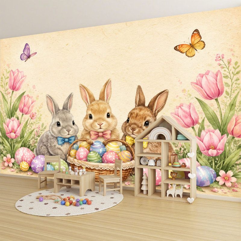 Papier peint adhésif auto-adhésif Peel and Stick, œufs de lapin de Pâques