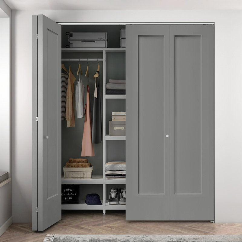 48" x 80" Light Gray Painted MDF Composite Bi-Fold Door