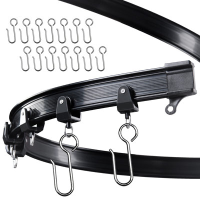 Tringle à rideaux flexible, ensemble de rails de 5 m (16,4 pi), noir | Le rail de rideau flexible se plie pour un coulissement en douceur, ce qui le rend idéal pour les paravents, les véhicules récréatifs et les baies vitrées.