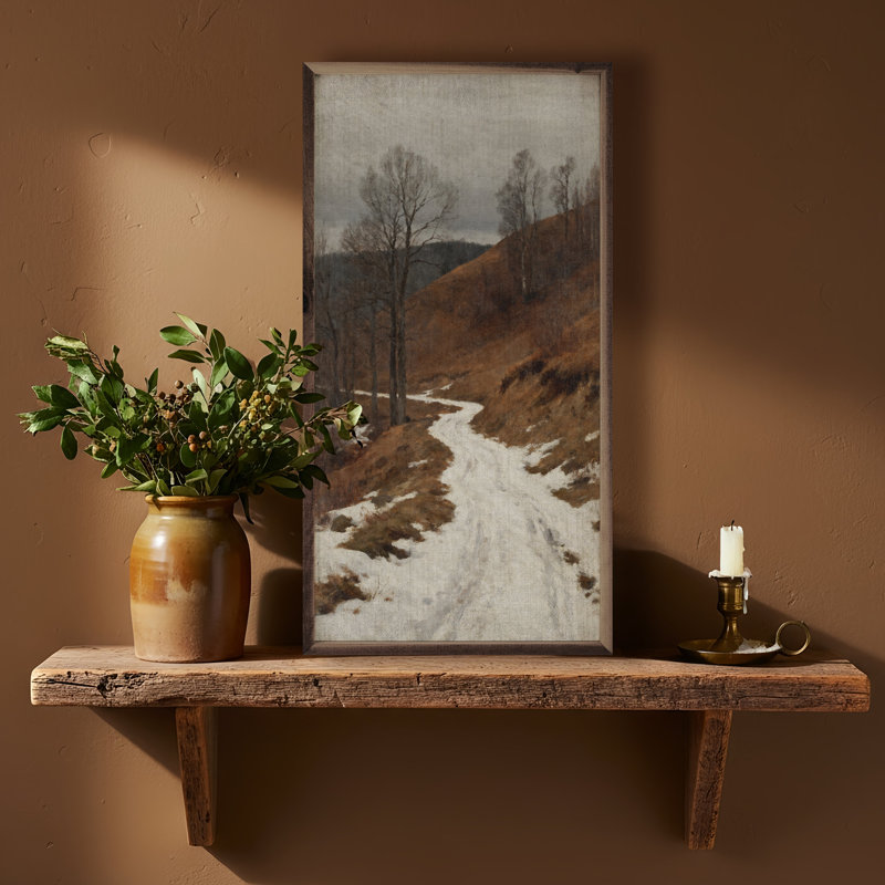 Sentier d'hiver enneigé, H 40 po x l 20 po