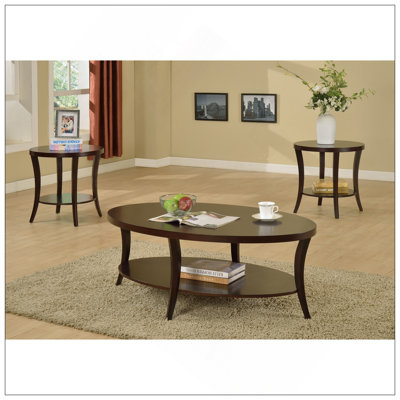 Table basse ovale avec tablette Perth Espresso