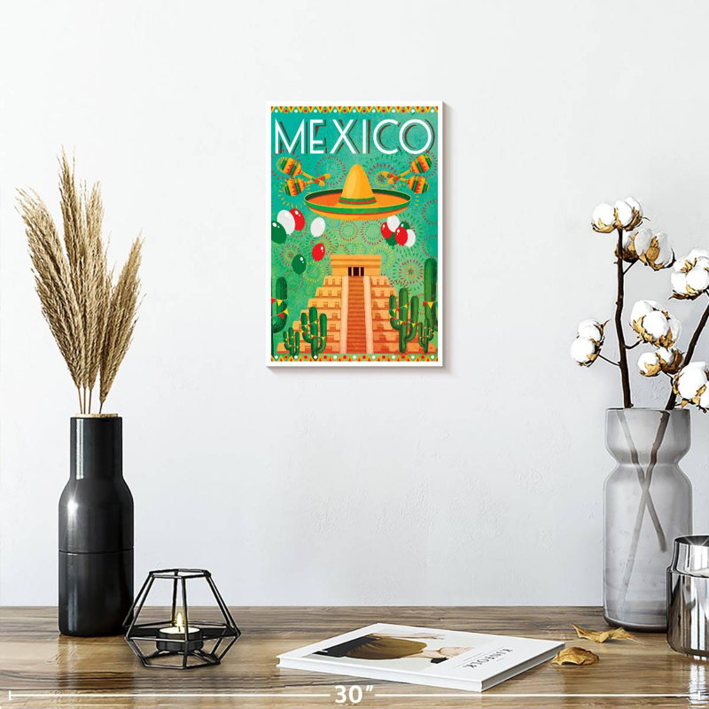 Affiche rétro Mexique, Mexique, H 12 po x l 8 po
