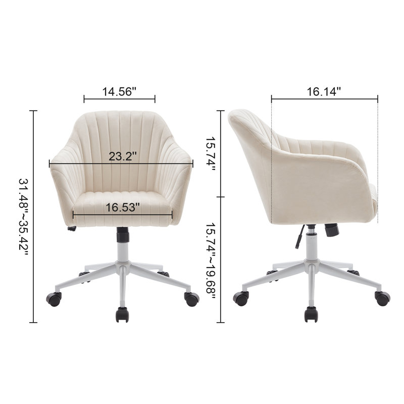 Samiel Task Chair, White, Beige