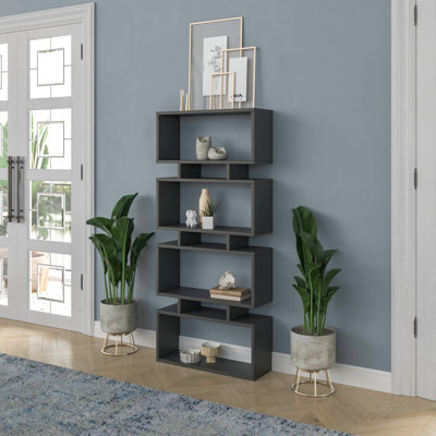 Barzykin 63.4" H x 28.35" W Geometric Bookcase by Wade Logan