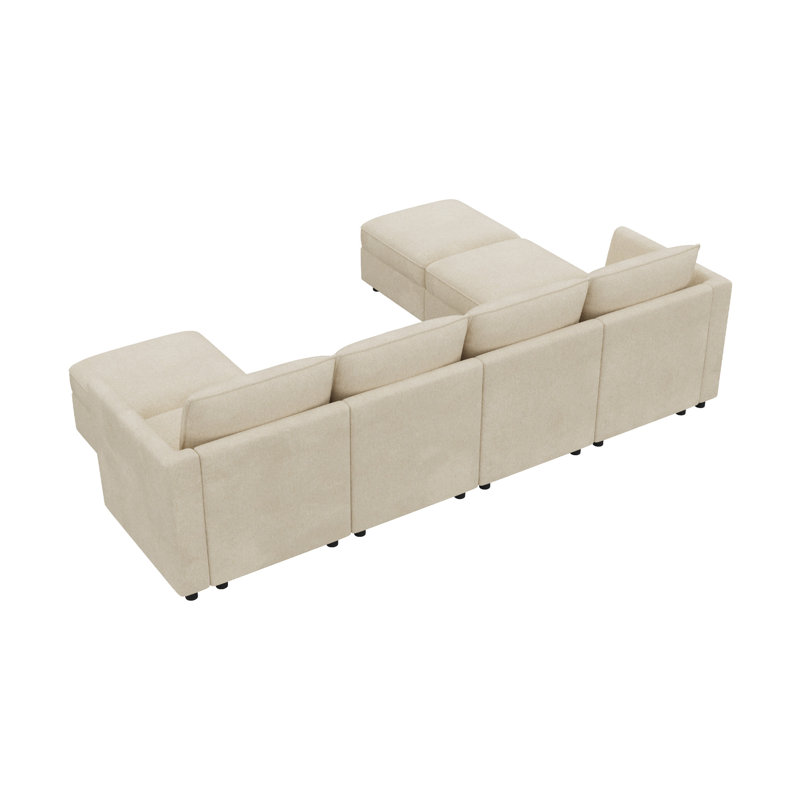  Canapé-lit modulaire en U avec siège de rangement beige, Polyester beige