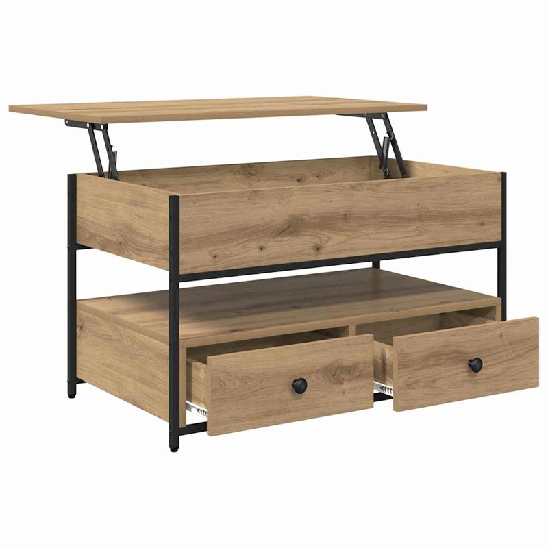 Lift Top Coffee Table with Storage, 50cm. H x 85cm. L x 50cm. W, Artisan Oak