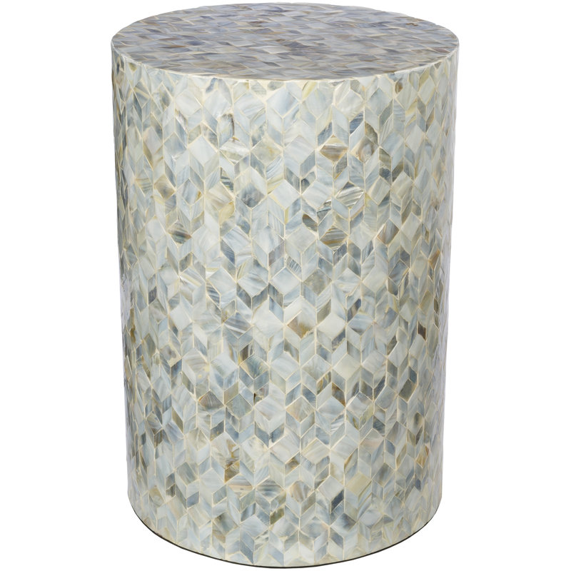 Ilhana Global End Table, White/Gray/Gold