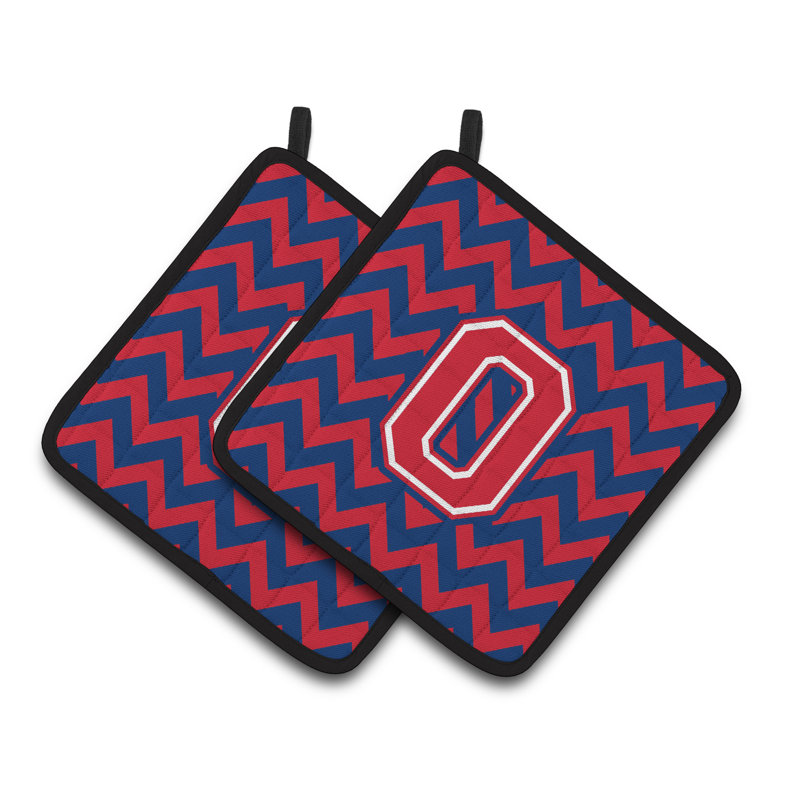 Poignée à chevrons, O, Bleu de Yale / cramoisi