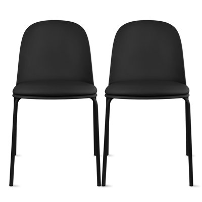 Appley Modern Stackable Dining Chairs Plastic Patio Seat with Padded Cushion & Metal Legs for Kitchen or Colorful Dining Room