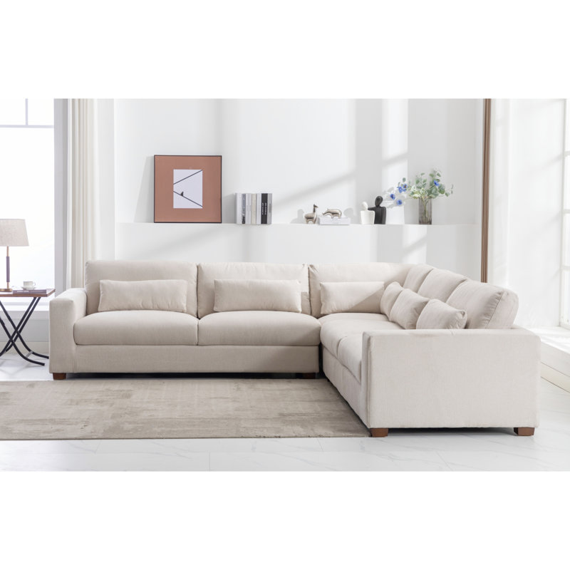 Icelyn 3 - Piece Modern and Soft Upholstered Corner Sectional with 6 Throw Pillows