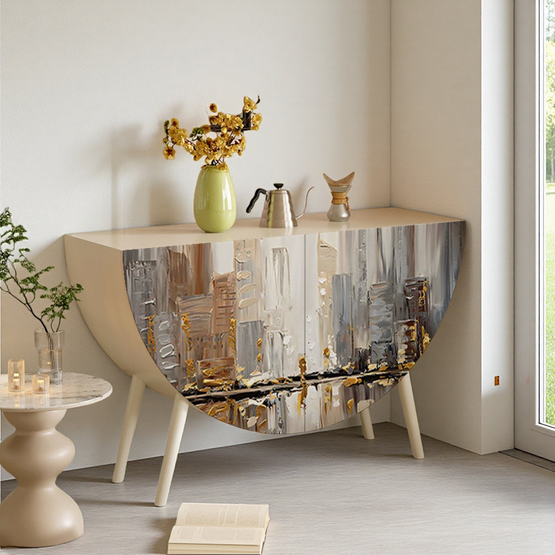 Semi-Circle Painted Solid Wood Accent Cabinet