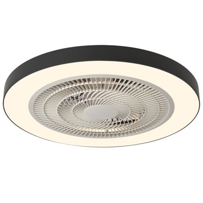19-Inch Low Profile Ceiling Fan With Light, Flush Mount, 5 Transparent Blades, Matte Finish, Dimmable Dual LED, Remote , For Bedroom, Living Room, Kitchen