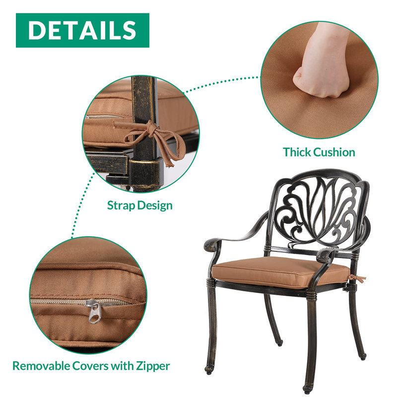 6 - Person Patio Dining Set Umbrella Hole Included Rectangular Table with Cushions Included
