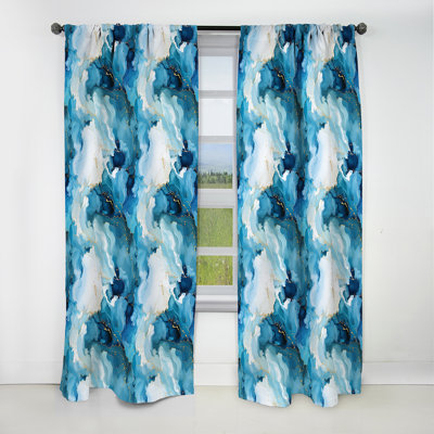 Rideau occultant en marbre bleu et bleu océan à motif Allure III - 1 panneaux