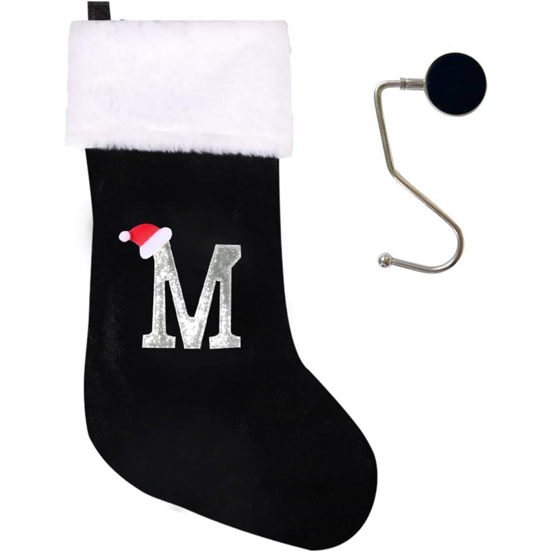 Bas de Noël monogrammés de 20 pouces avec lettres, bas de Noël super doux, bas de grand monogramme, bas de lettre rouge pour les Fêtes de Noël, cadeau de Noël…