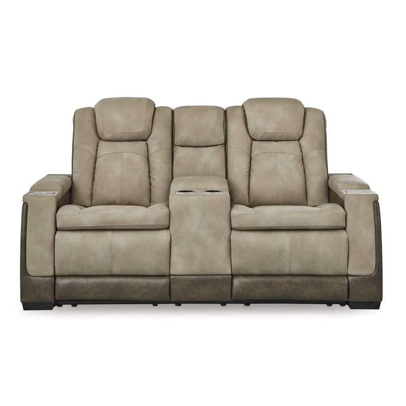 Hurlock Power Reclining Loveseat with Console, Beige