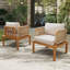 Fauteuil club d'extérieur en bois d'acacia avec coussins (ensemble de 2