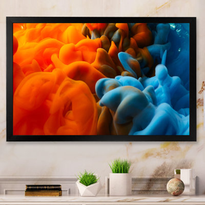Orange And Blue Fluid Ink Art - Modern & Contemporary Canvas Wall Decor