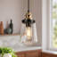Mini-luminaire suspendu moderne en verre 1 lumière noir