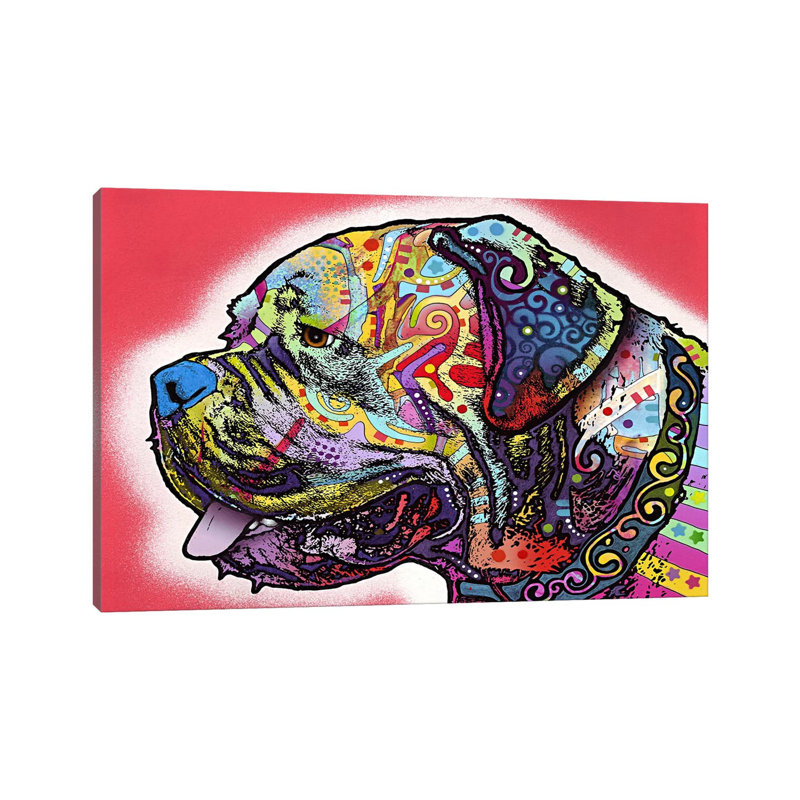 Profile Mastiff by Dean Russo - Wrapped Canvas Painting, 20.32 cm H x 30.48 cm W