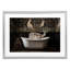 «Forest Elk Rustic Bath Time», reproduction encadrée sous verre, conception de Sasha-334820694-334820692