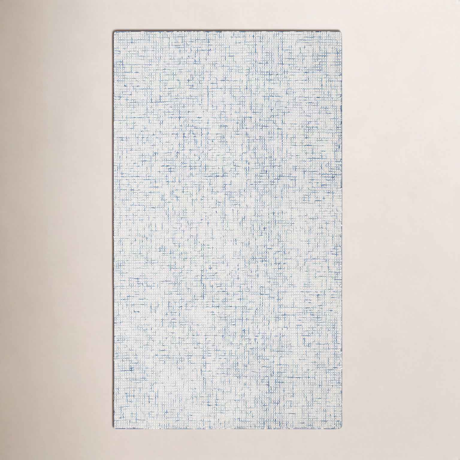 Rowe Ivory Blue Hand-Tufted Striped Rug, Rectangle 6' x 9'