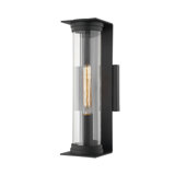 Presley - 1 Light Exterior Wall Sconce - Small - Textured Black Frame - Clear Ribbed Glass