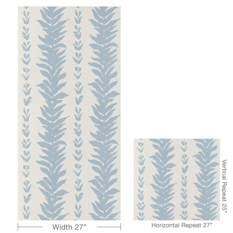 Climbing Leaves Wp - Sage, Chambray